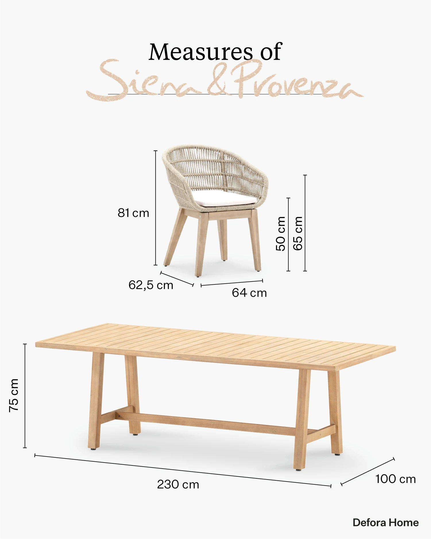 Siena Provenza garden set.
Measurement 