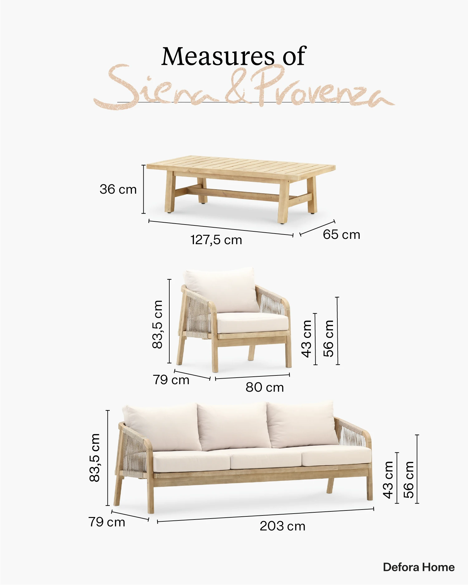 Siena Provenza garden set.
Measurement 