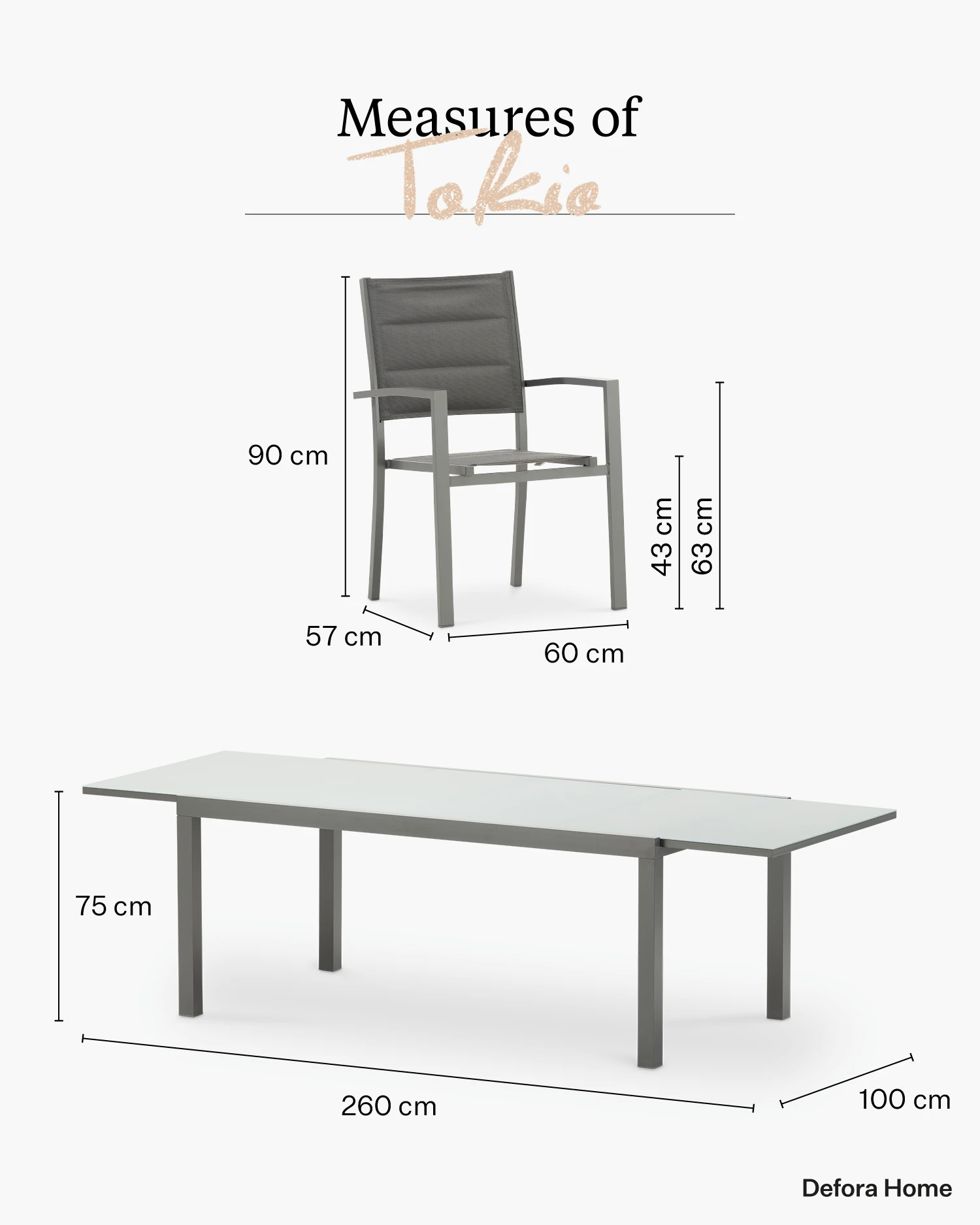 Tokyo garden set.
Measurement 