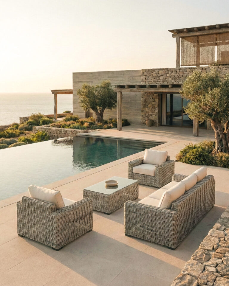 Silló jardí ratà sintètic gris