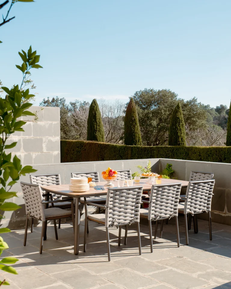 Silla jardín apilable antracita y cuerda gris