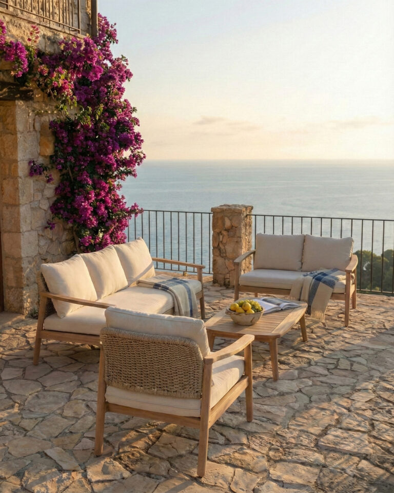 Pack de 2 cadires de jardí fusta i corda beix