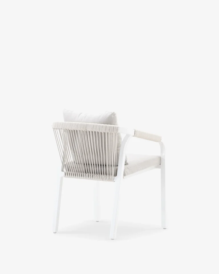 Silla de jardín apilables con cojín y cuerda