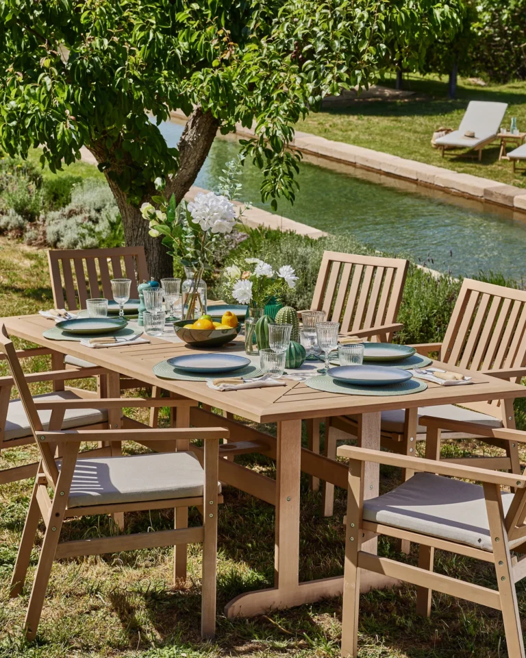 6-seater wooden garden dining set