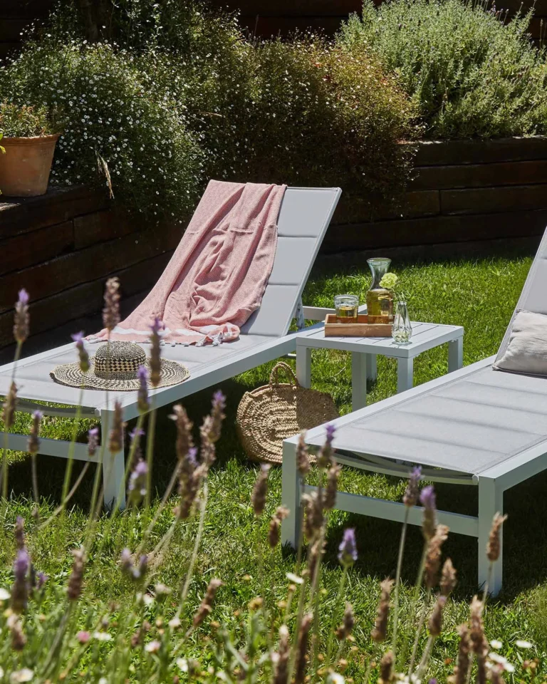 White aluminum garden side table