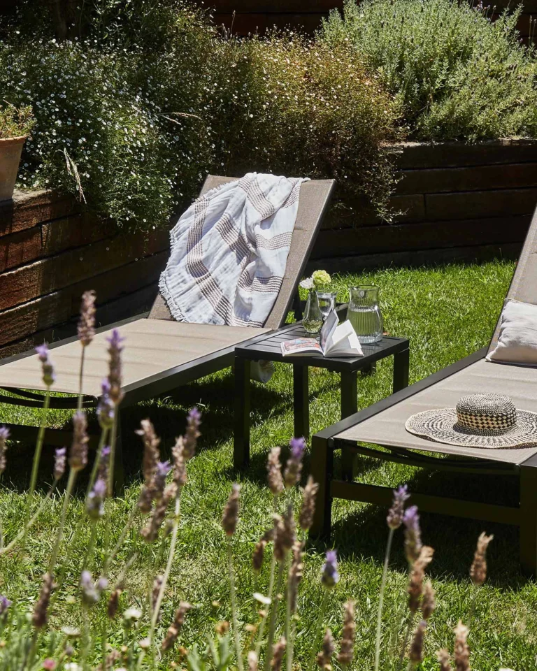 Brown aluminum garden side table