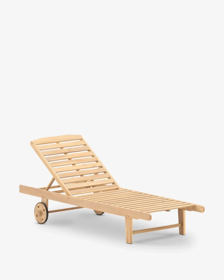 Chaise longue de jardin à roulettes en bois