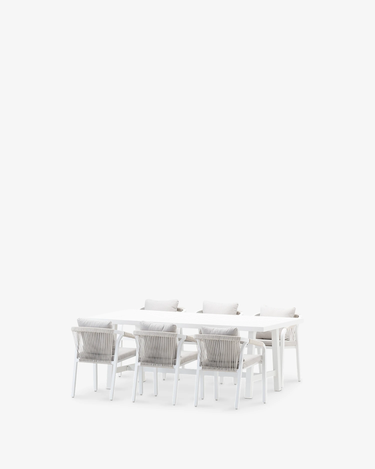 Conjunto de comedor de jardín aluminio blanco 6 plazas