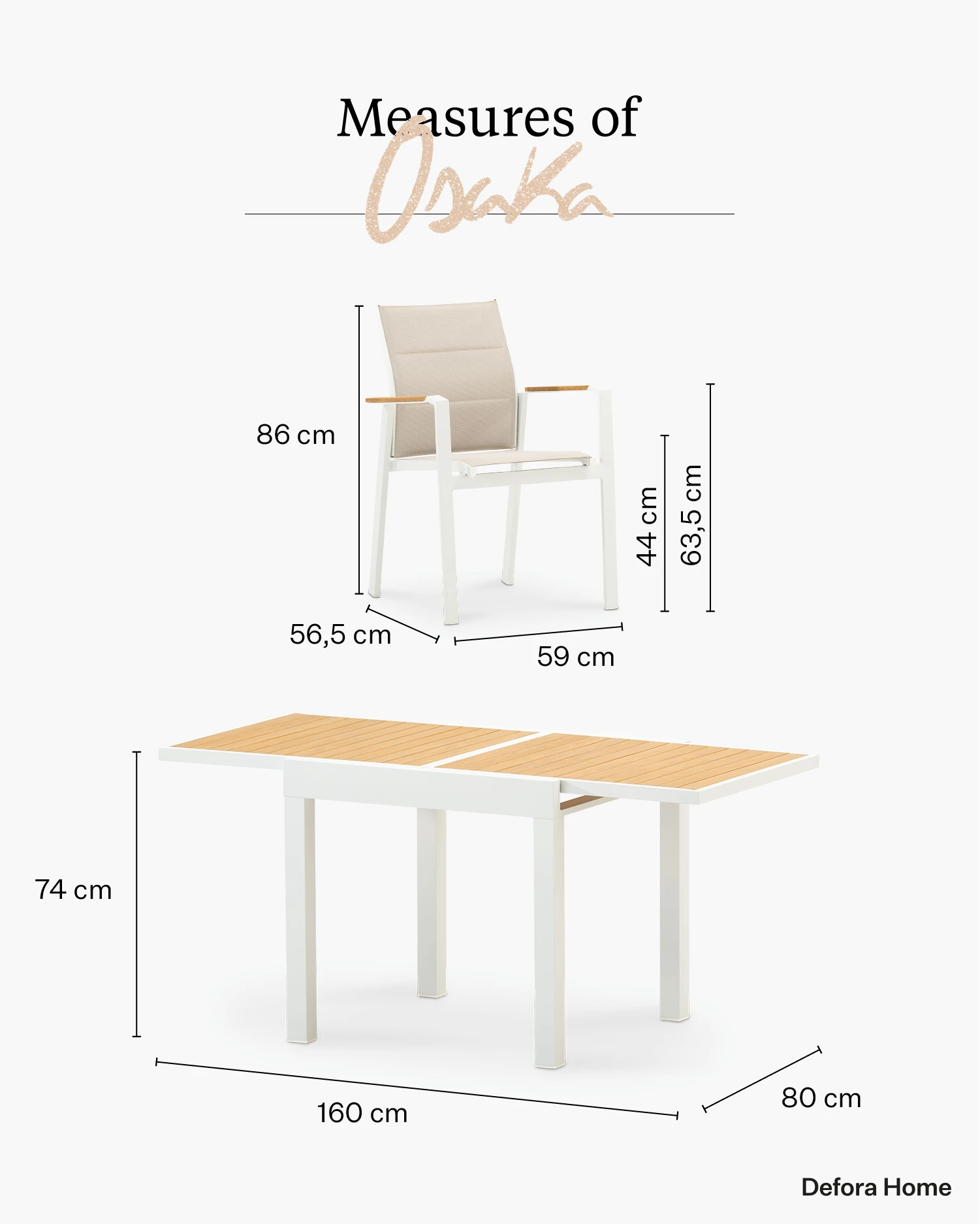 Osaka garden set.
Measurement 