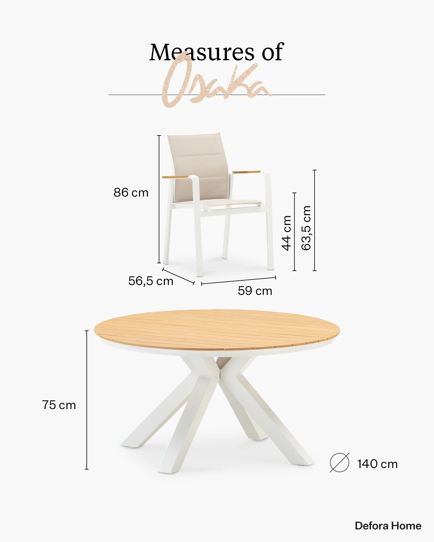 Osaka garden set.
Measurement 