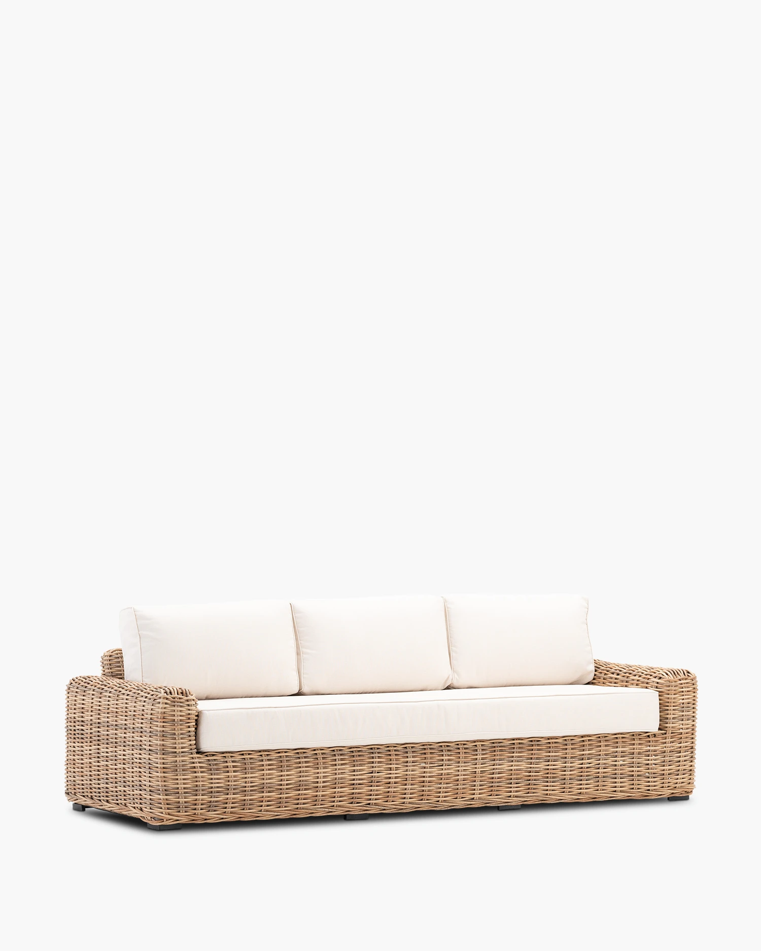 Garden sofa synthetic rattan 3 seats beige