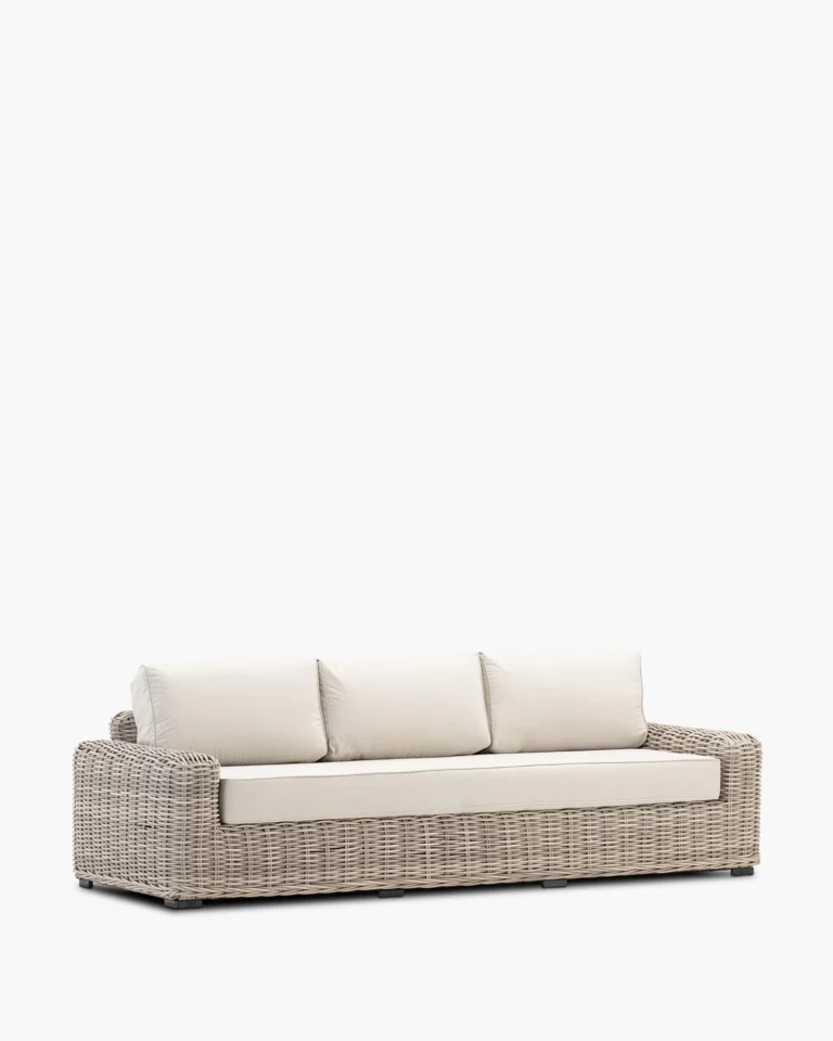 Grey synthetic rattan garden sofa 3 seats