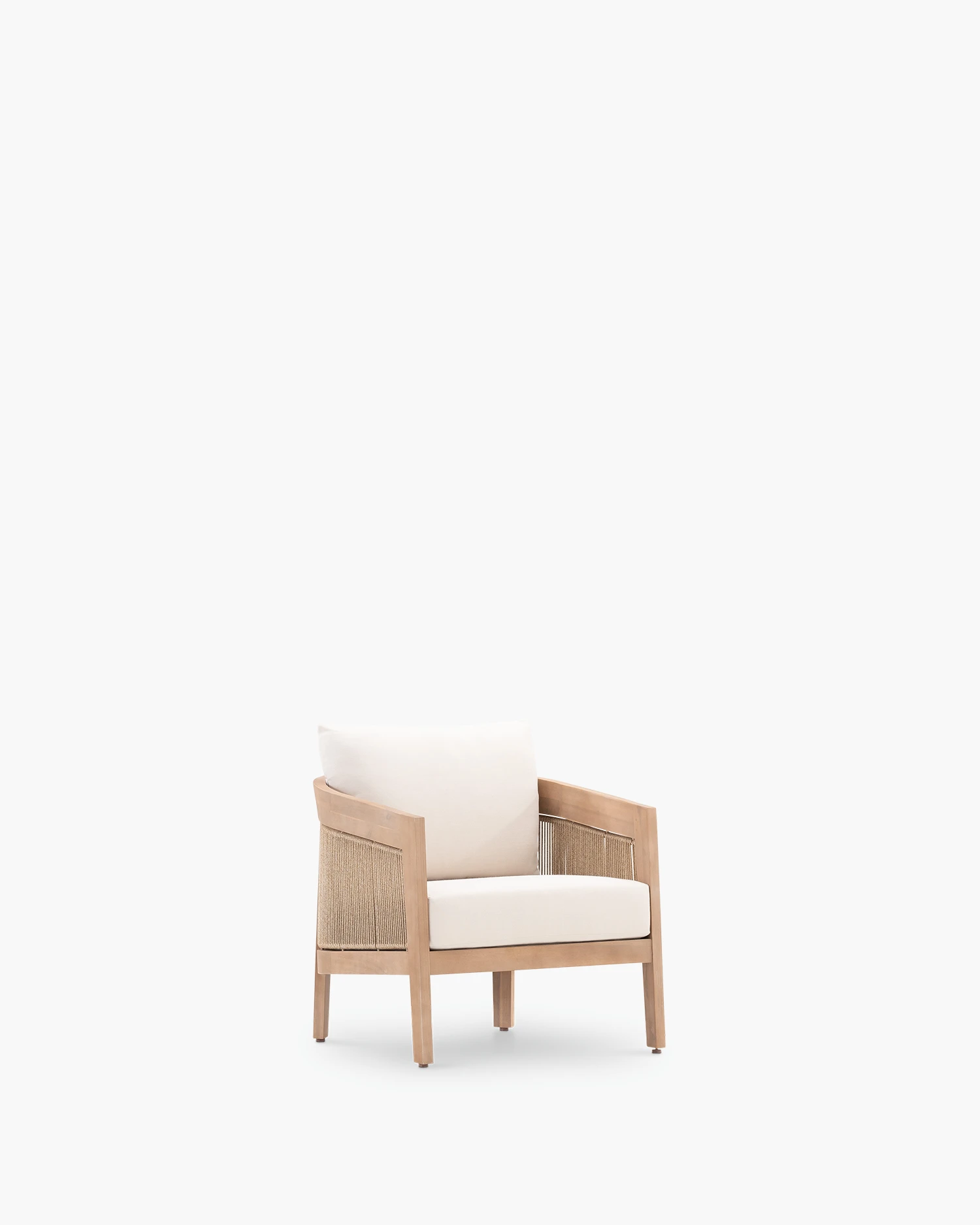 Fauteuil de jardin en bois beige et corde