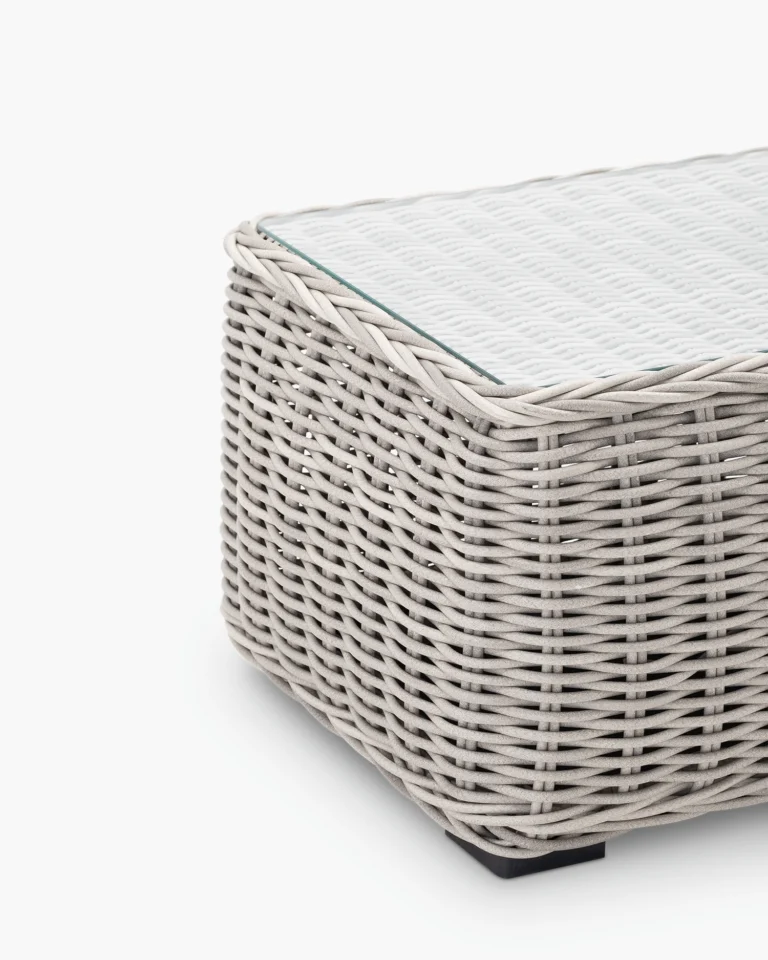 Low garden table synthetic rattan gray