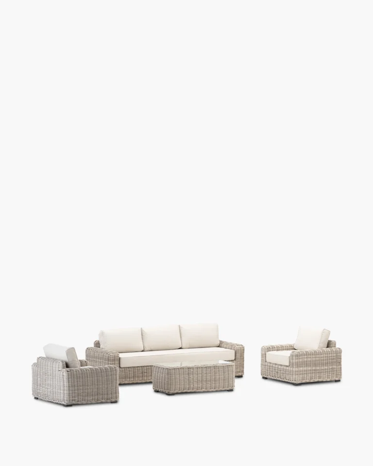 Synthetic rattan garden set 5 seats gray