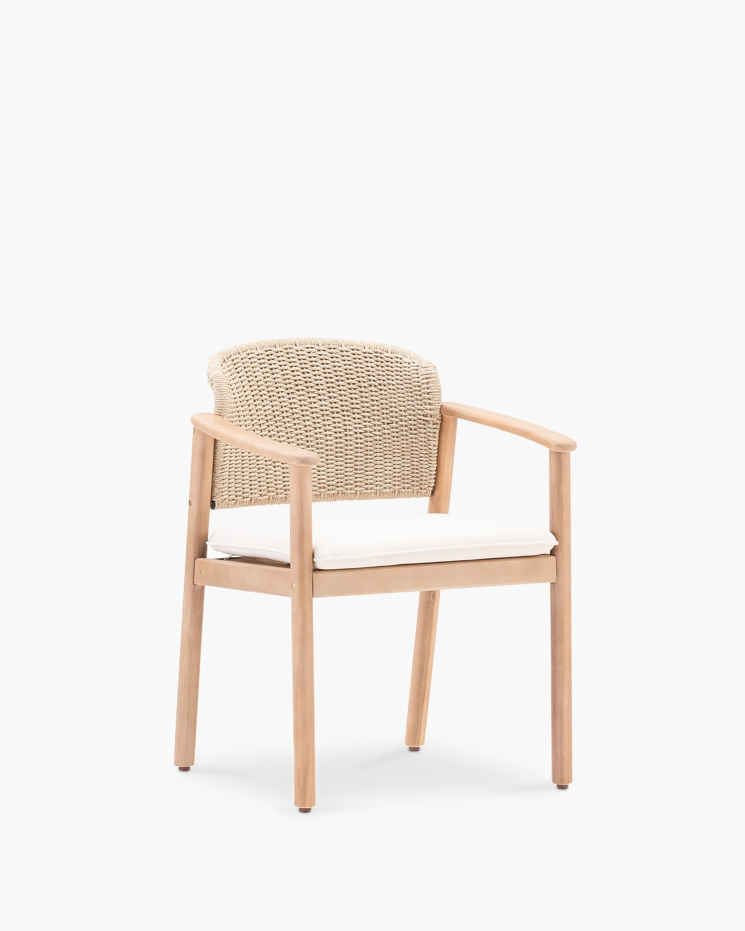 Silla de jardín madera y cuerda beige