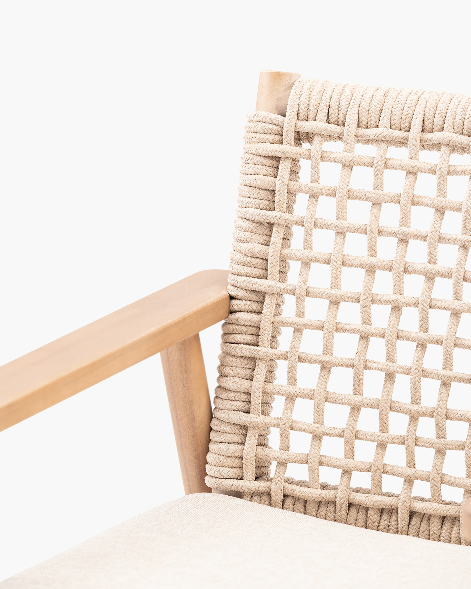 Beige wood and rope garden chair