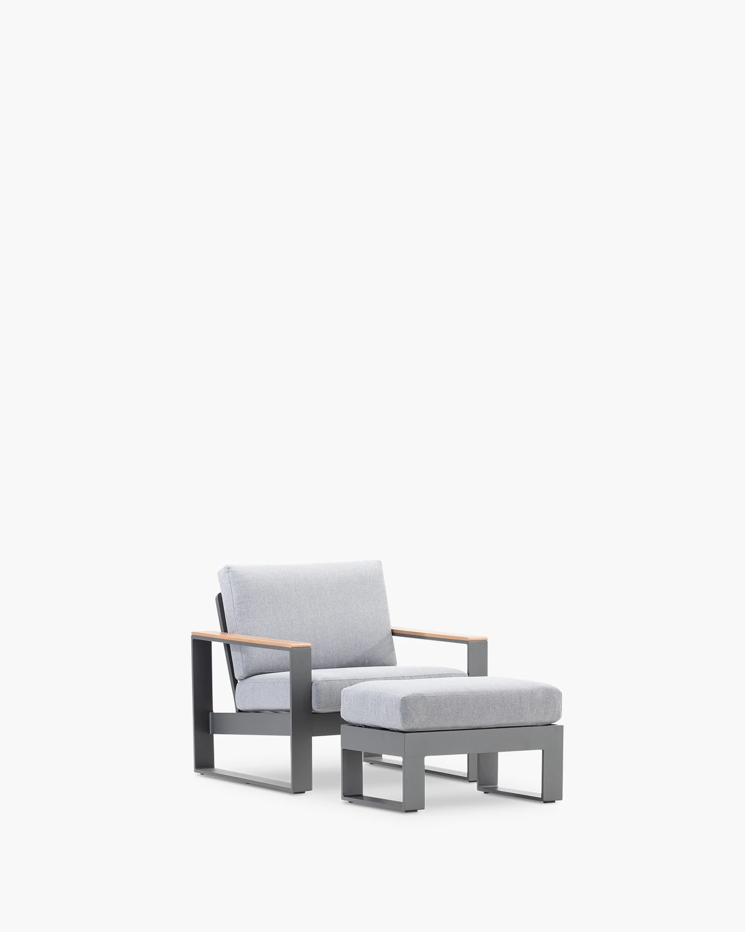 Armchair with footrest anthracite aluminum