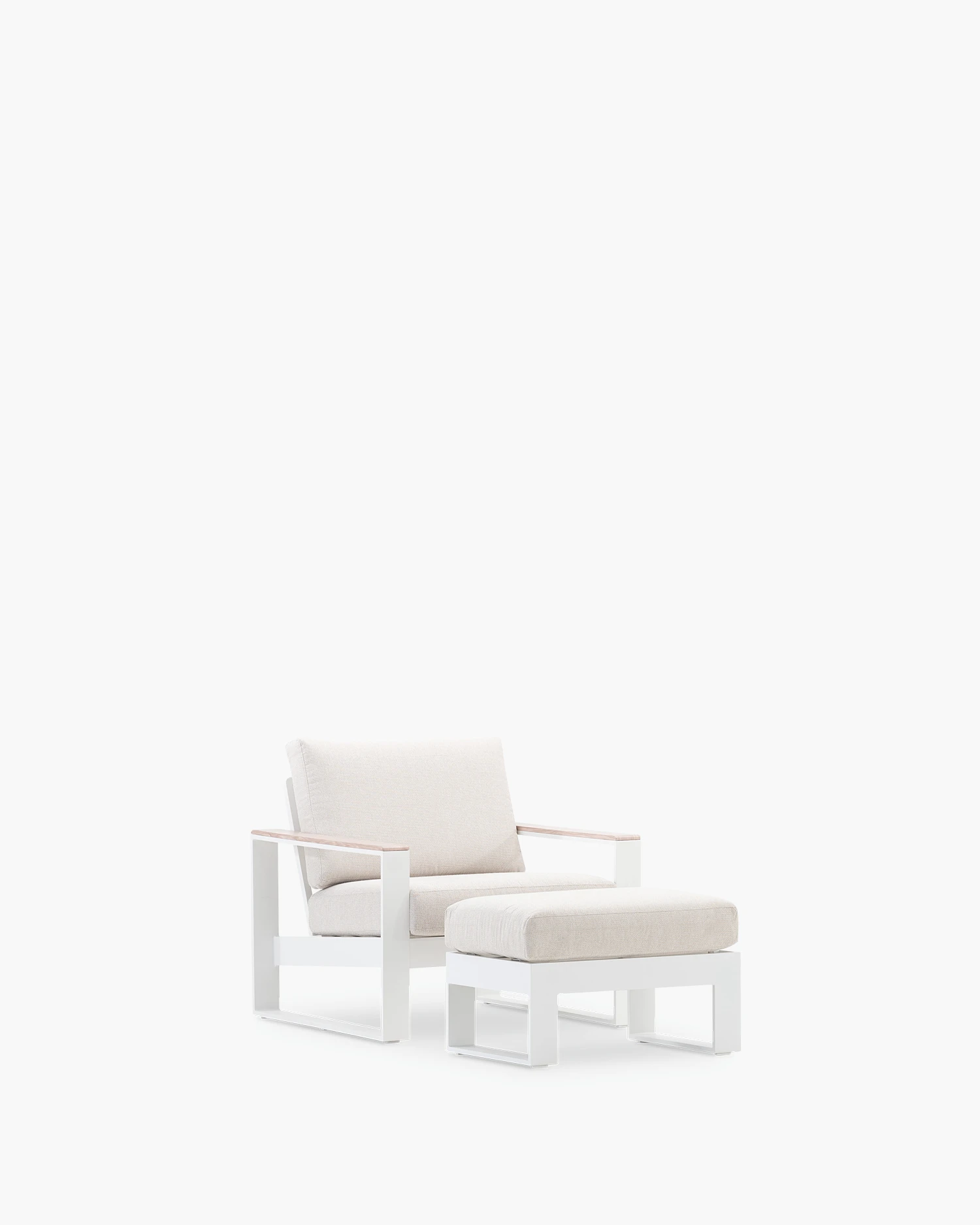 Fauteuil avec repose-pieds en aluminium blanc