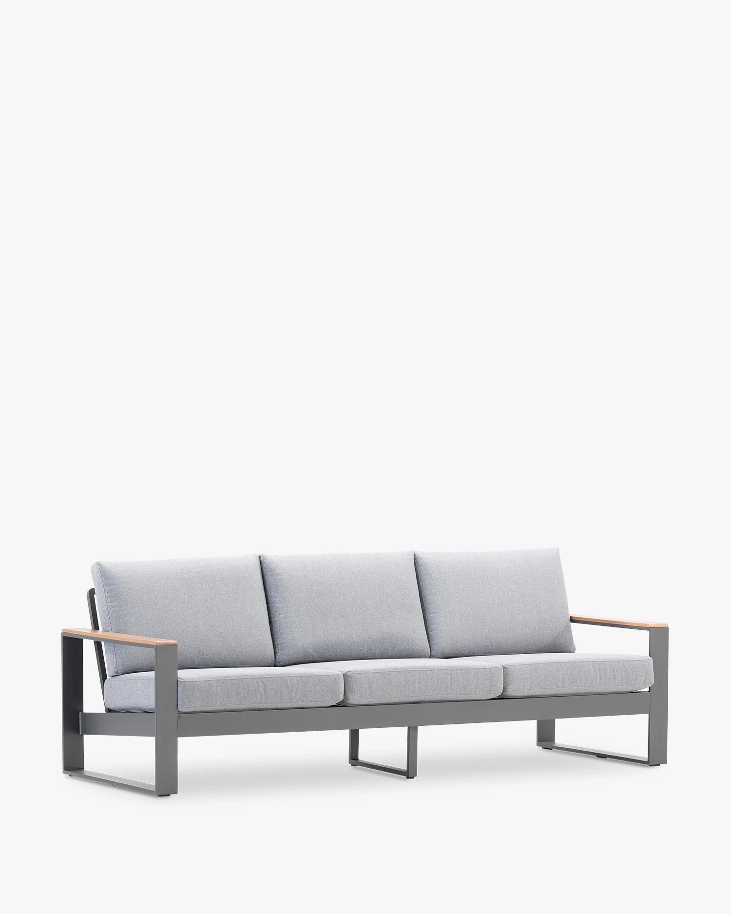 Anthracite aluminum outdoor sofa with gray cushion 3 seats