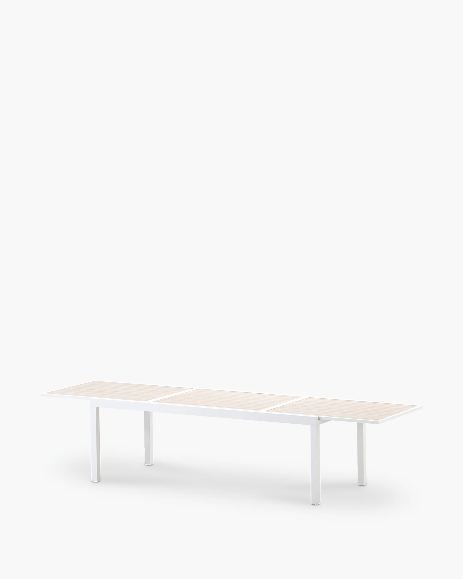 Table de jardin extensible blanche et imitation bois 336x224x100