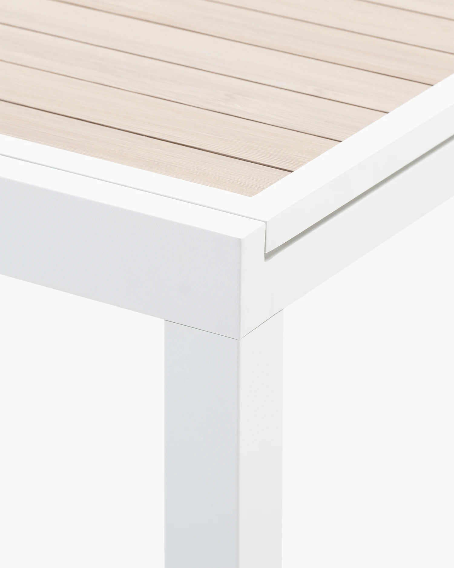 Mesa de jardín extensible aluminio blanco y madera