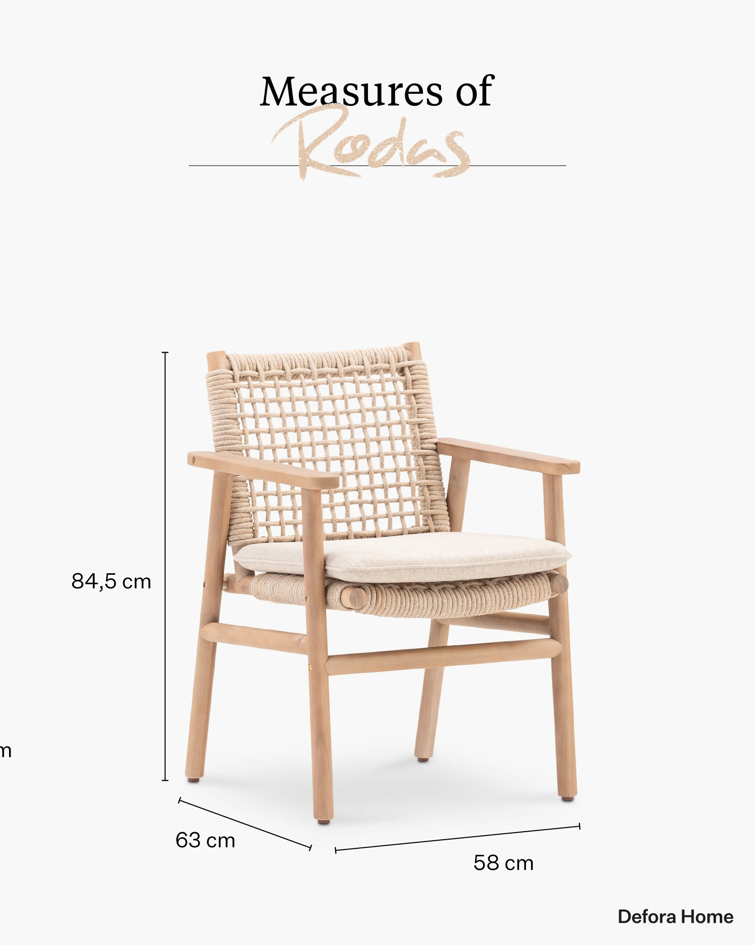 Beige wood and rope garden chair