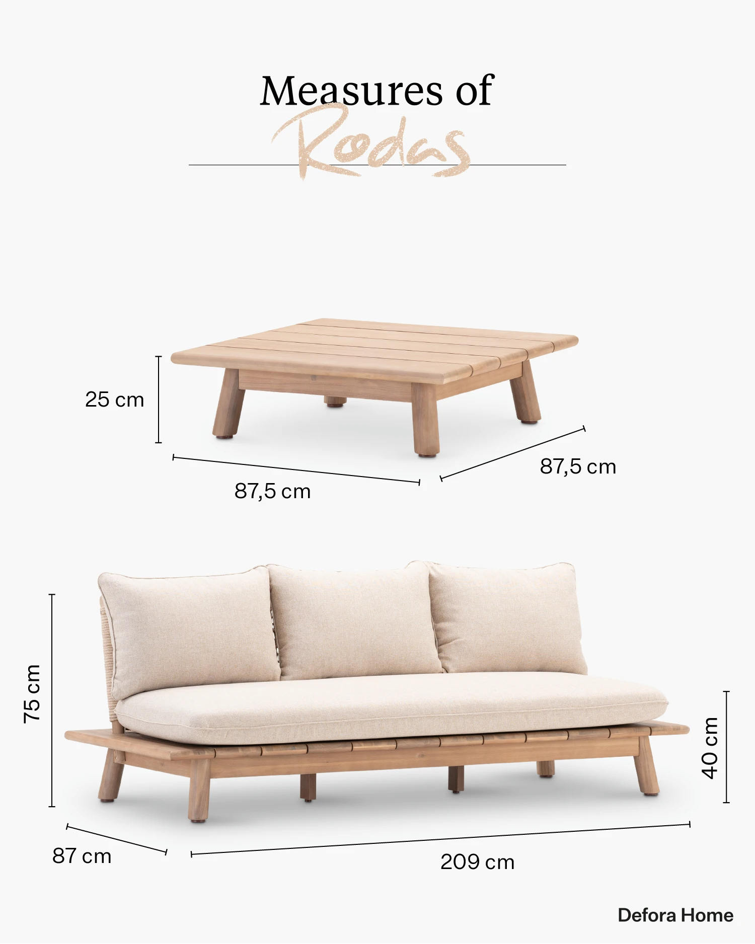 Ensemble de jardin Rhodes.
Mesure 