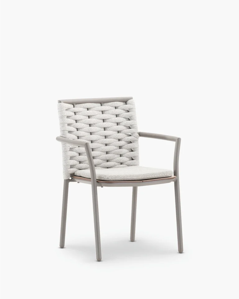 Stackable garden chair taupe and gray rope