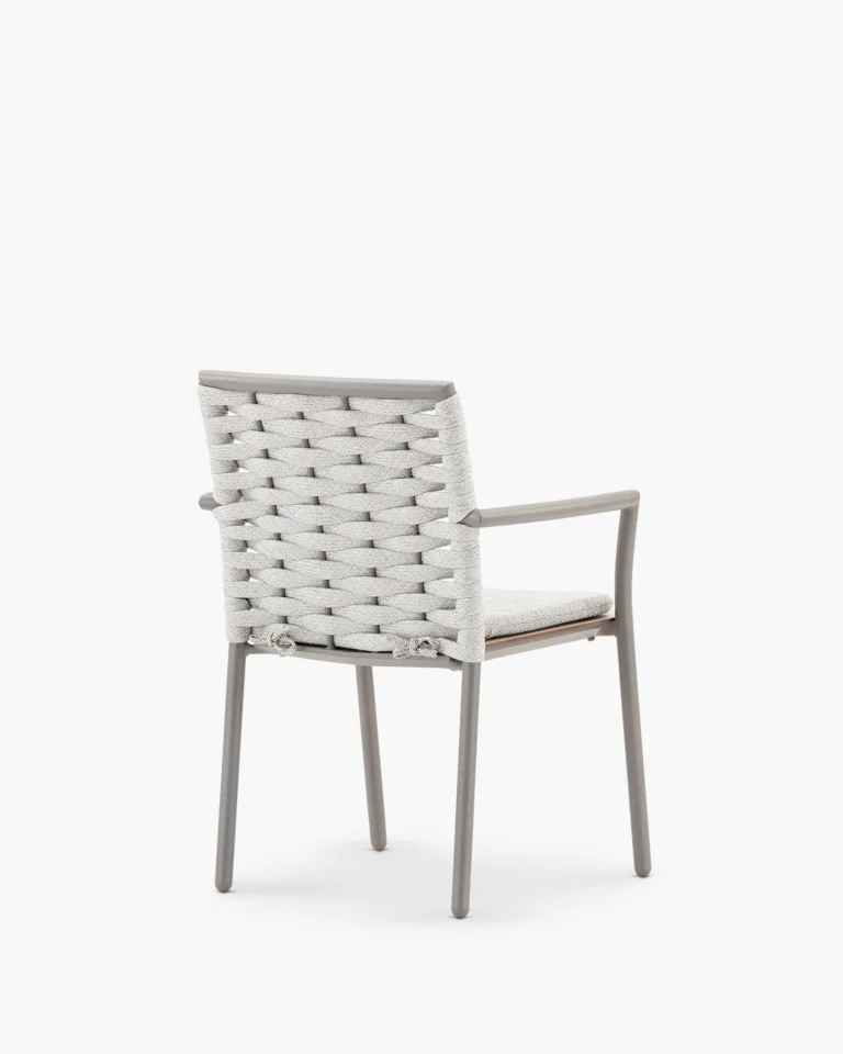 Stackable garden chair taupe and gray rope