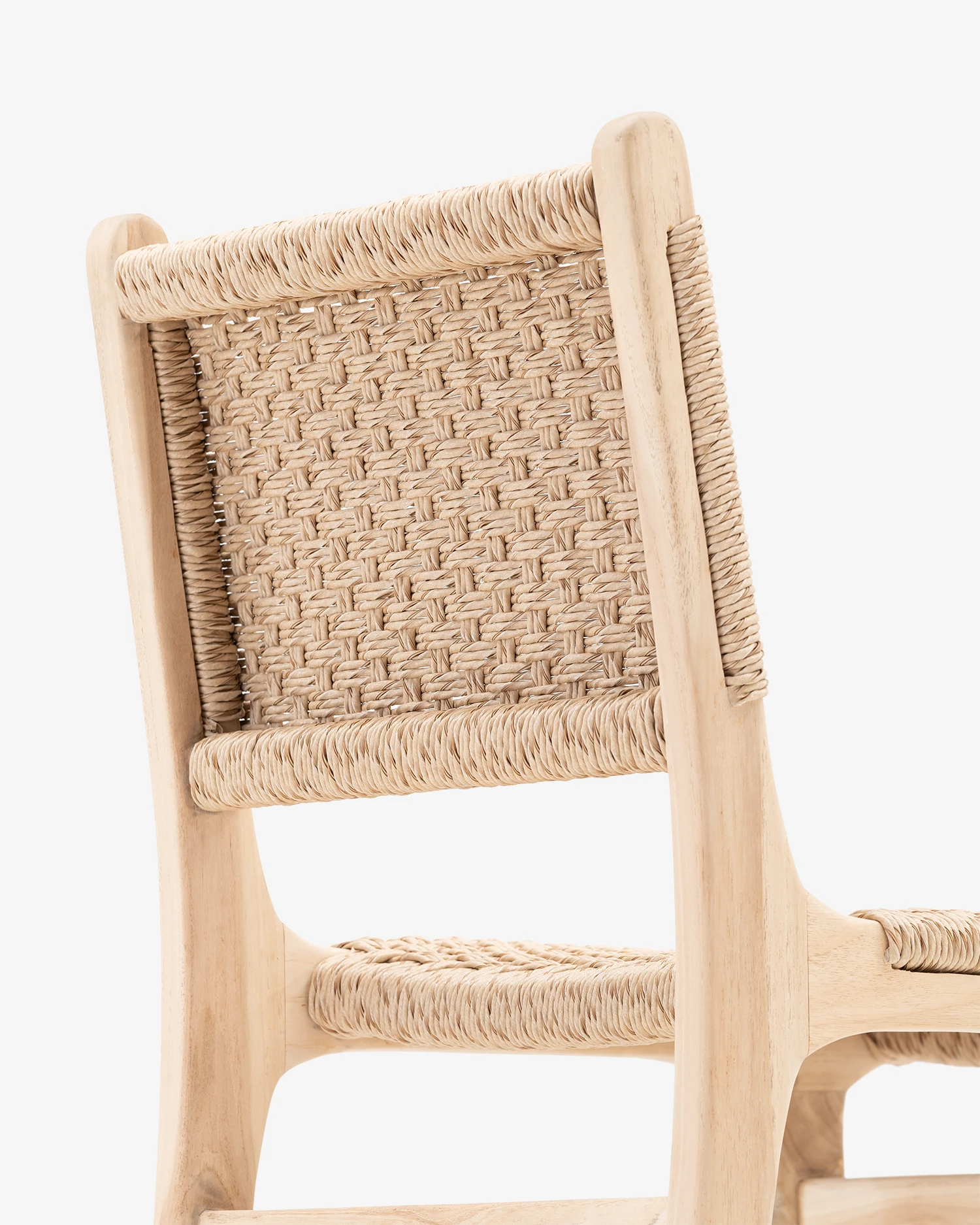 Teak and synthetic rattan garden chair