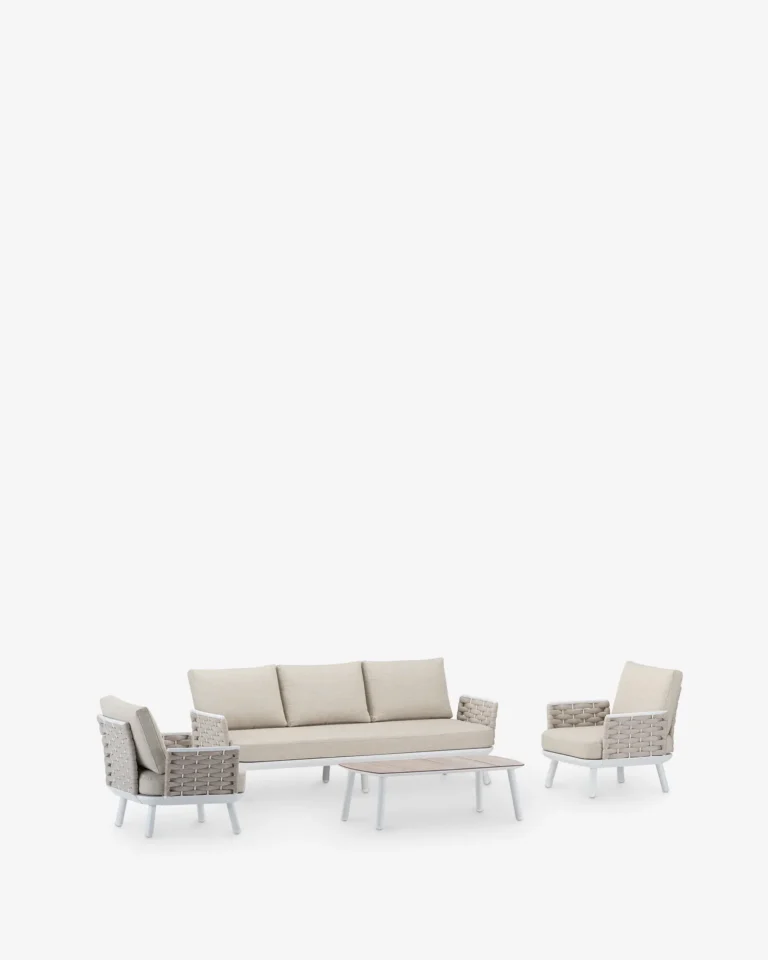 Ensemble de jardin et corde 5 places en aluminium