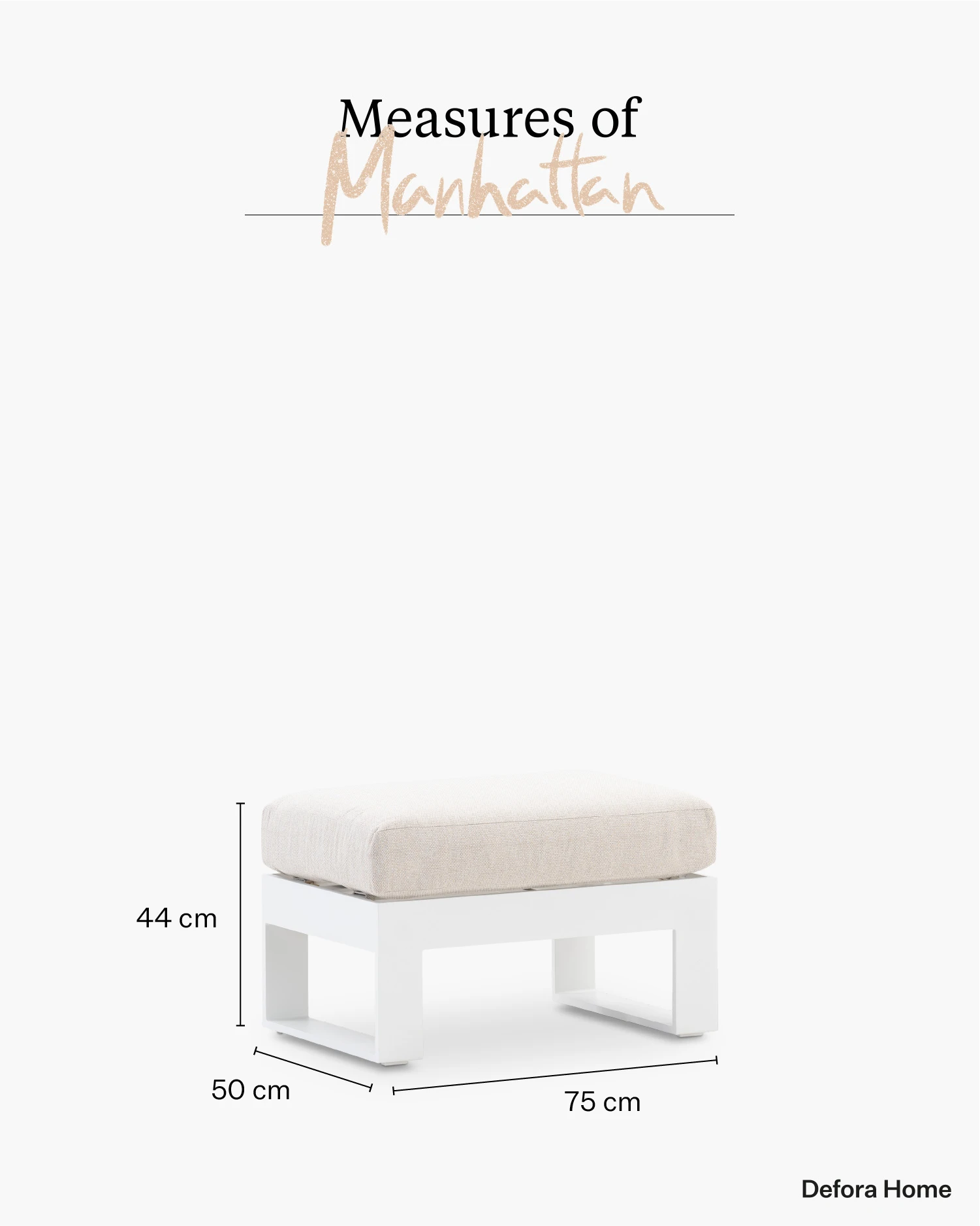 White footrest with beige cushion 75x50x44 cm