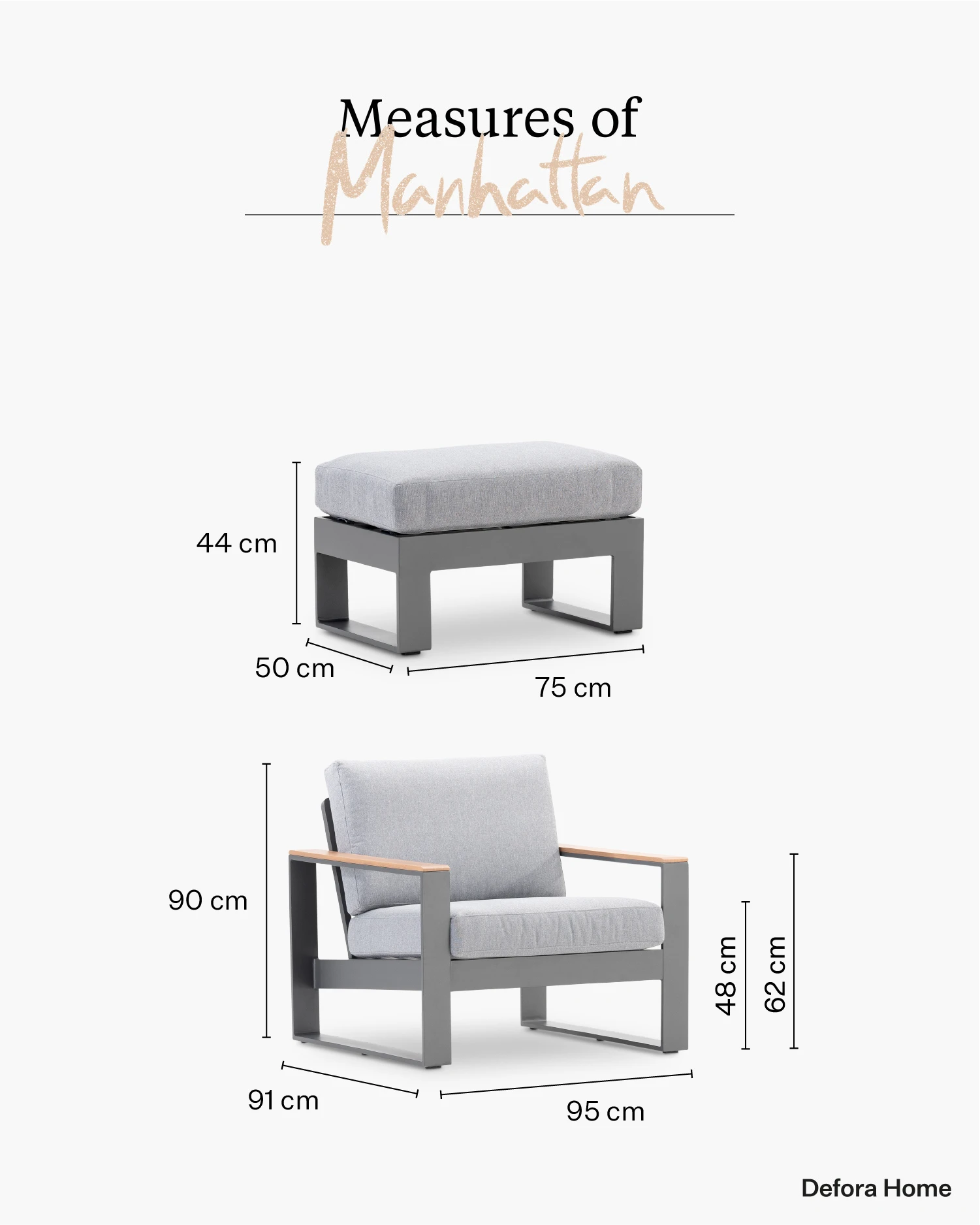 Ensemble de jardin Manhattan.
Mesure 