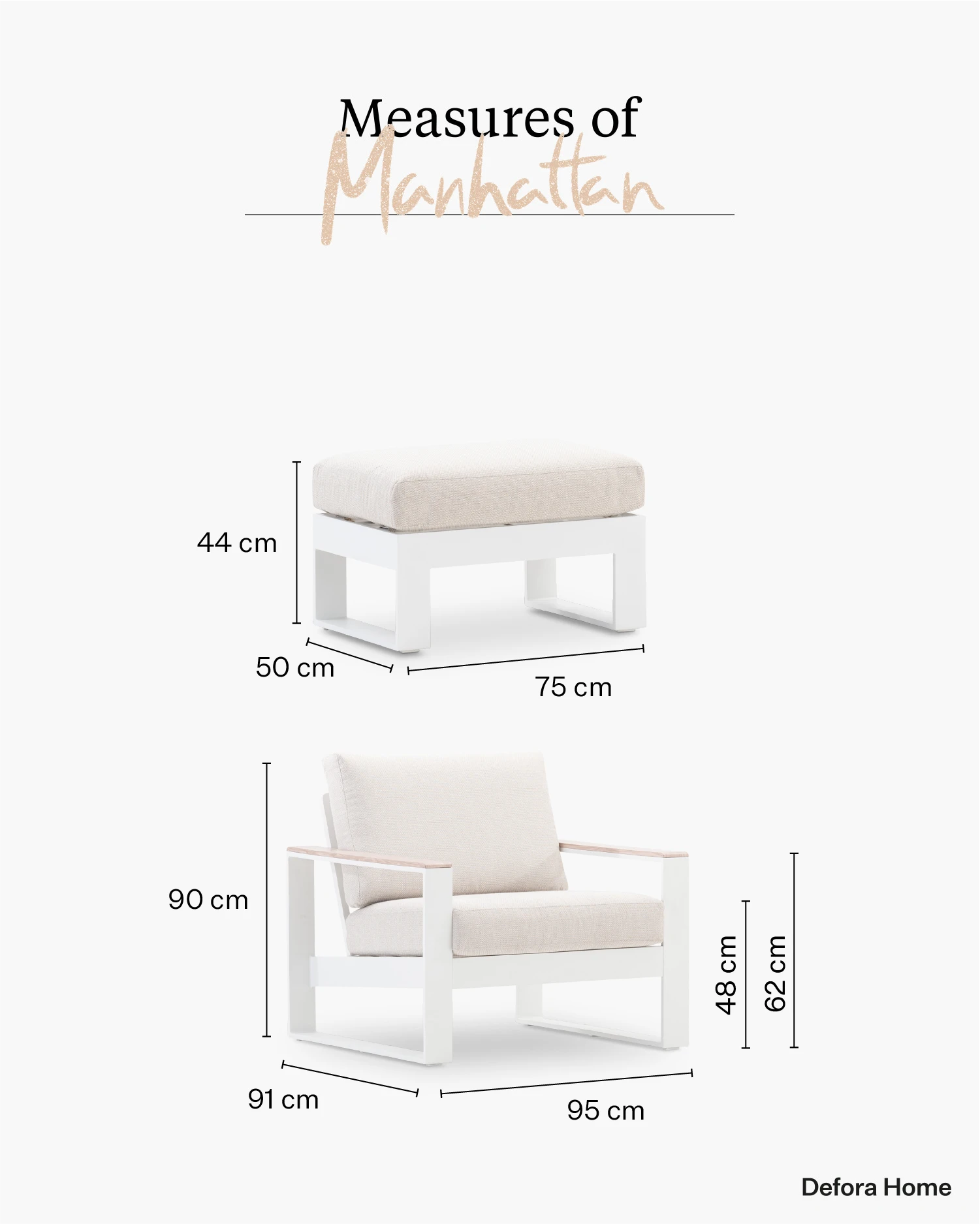 Ensemble de jardin Manhattan.
Mesure 