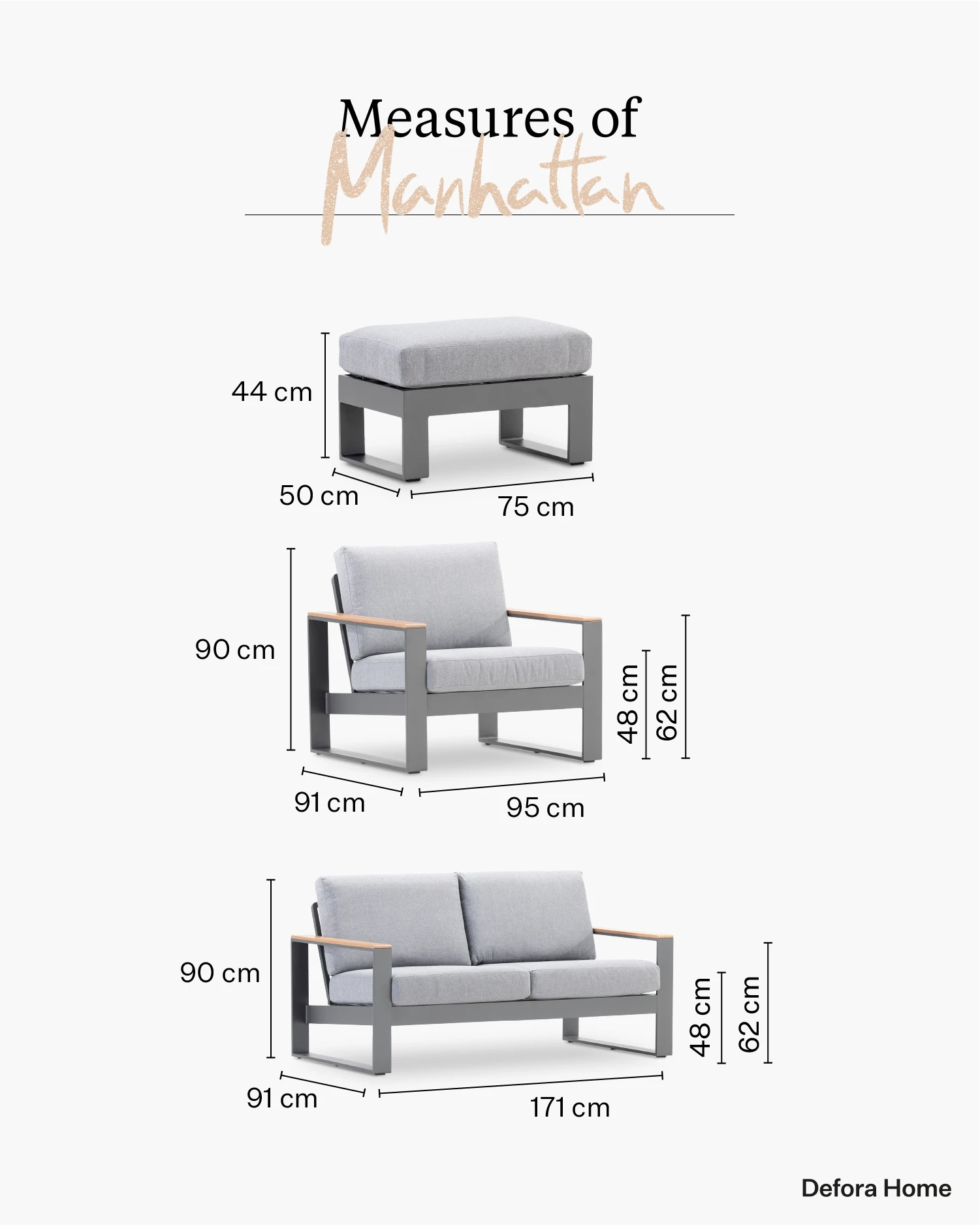 Ensemble de jardin Manhattan.
Mesure 