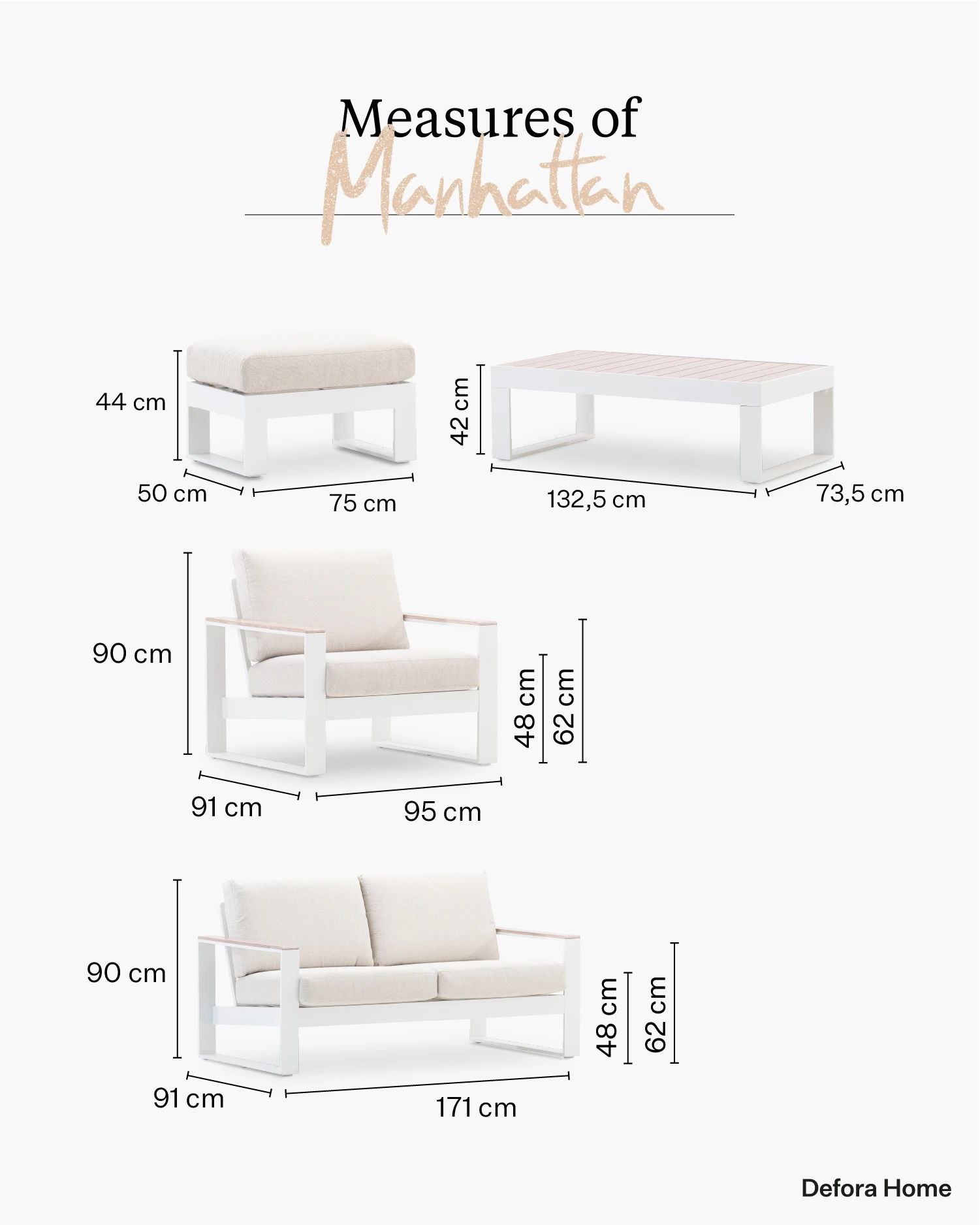 Manhattan garden set. Measurement