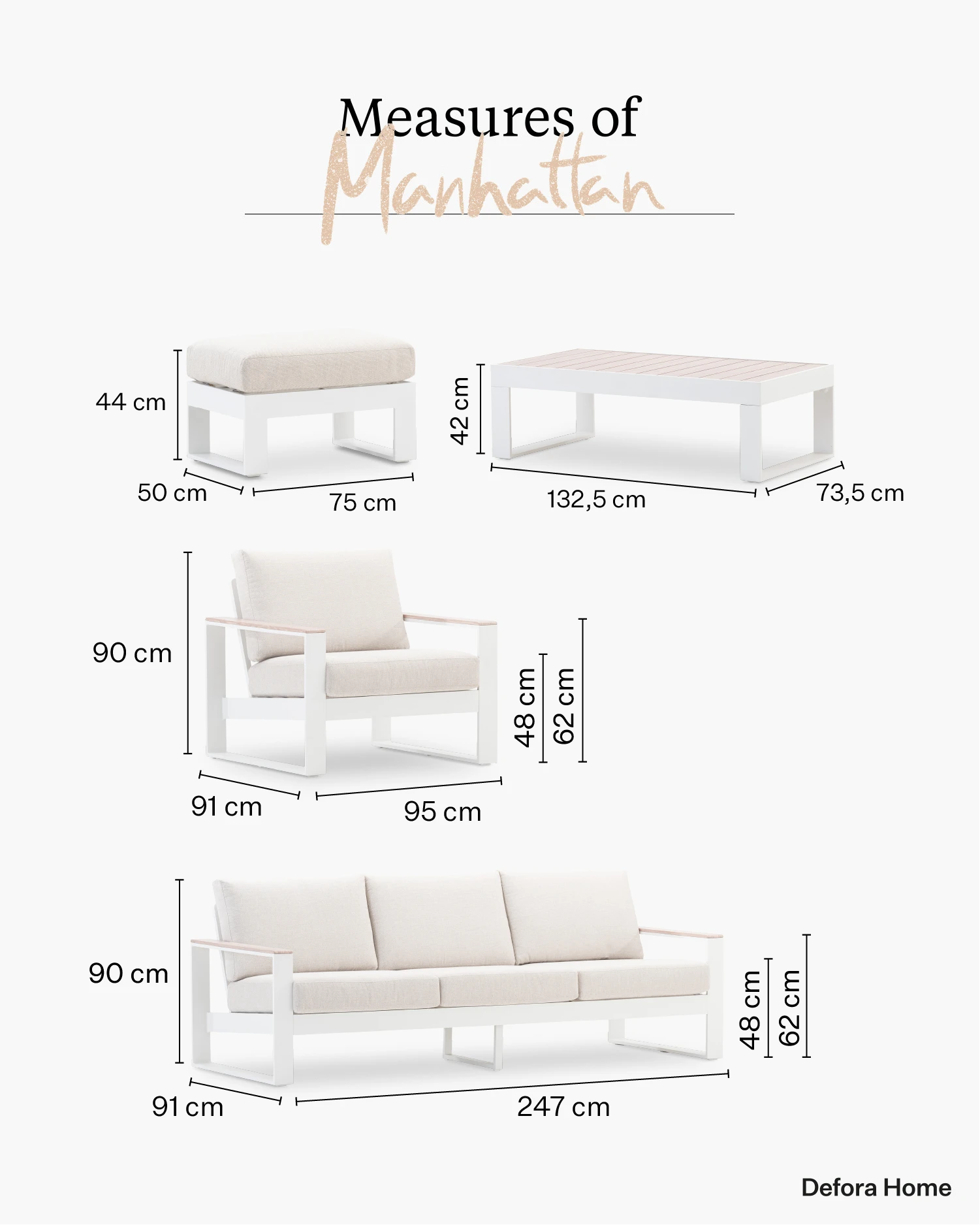 Manhattan garden set.
Measurement 