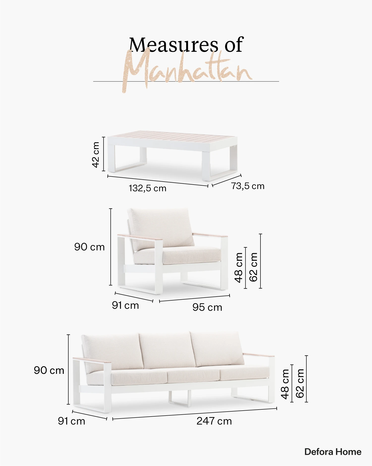 Manhattan garden set.
Measurement 