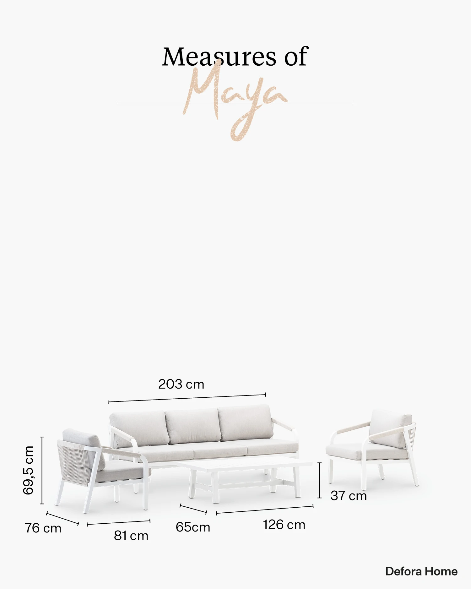 White aluminum garden set and rope 5 seats