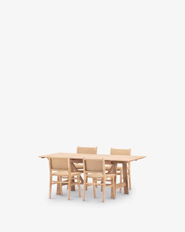 Conjunto comedor de jardín madera extensible 4 plazas