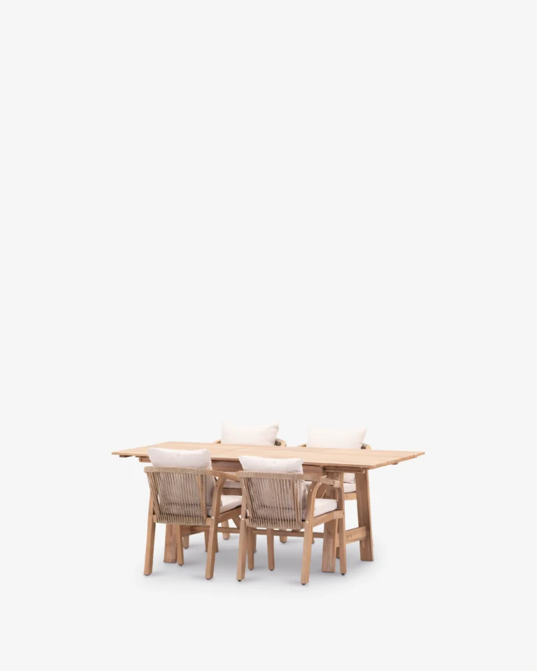 Conjunto comedor de jardín madera extensible 4 plazas