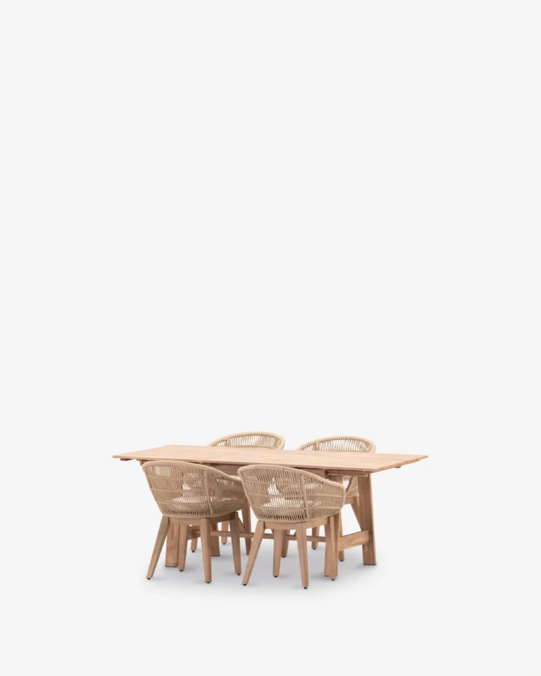 Conjunto comedor de jardín madera extensible 4 plazas