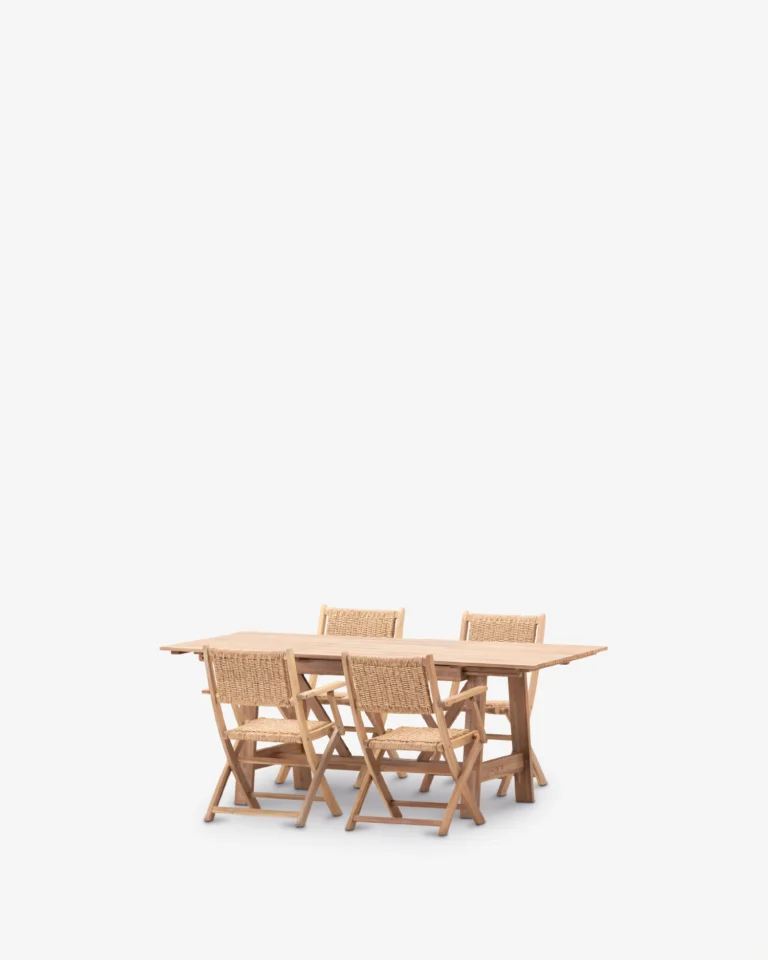 Conjunto comedor de jardín madera extensible 4 plazas