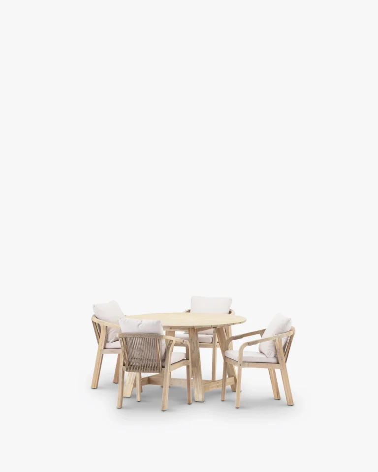 Round wooden garden dining set 4 seats