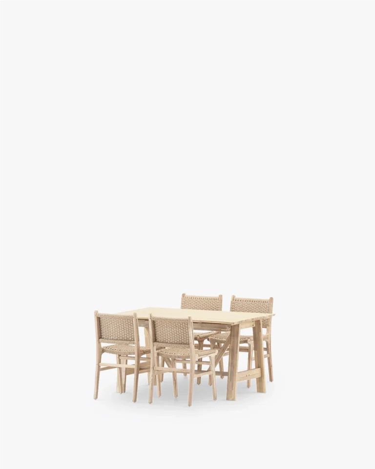 Garden dining set extendable wood 4 seats