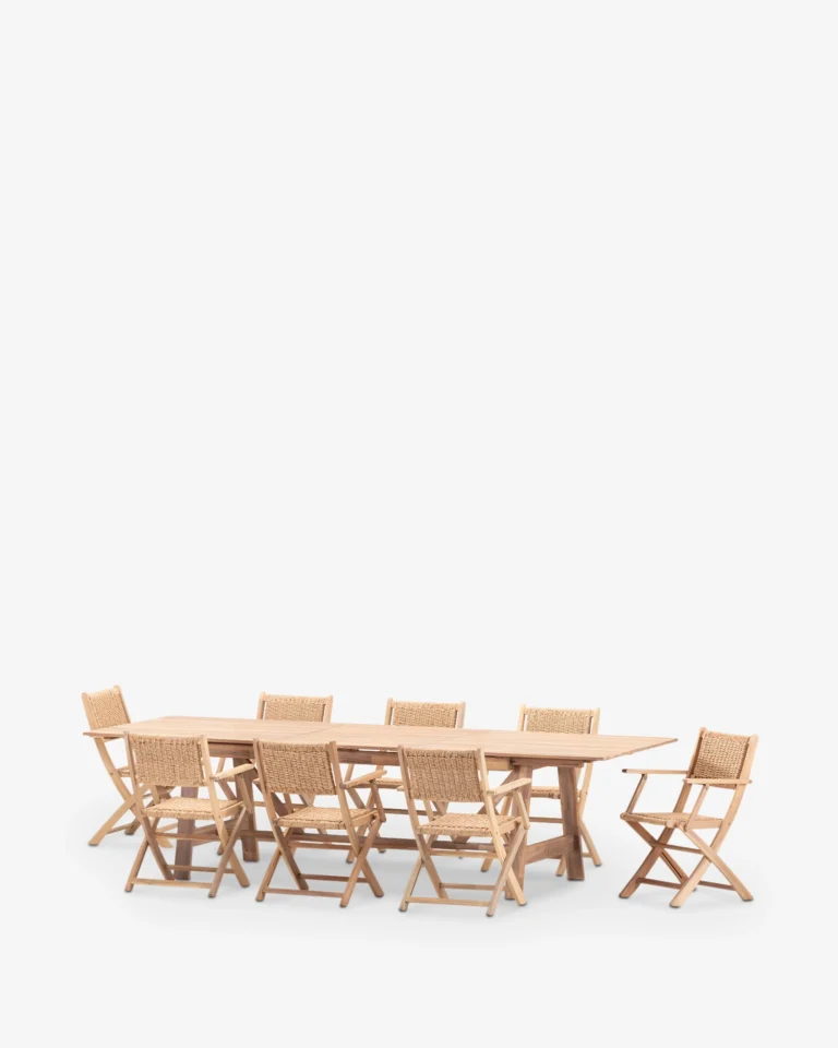 Conjunto comedor de jardín madera extensible 8 plazas