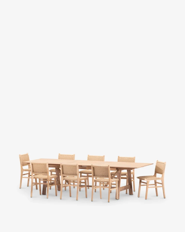 Conjunto comedor de jardín madera extensible 8 plazas