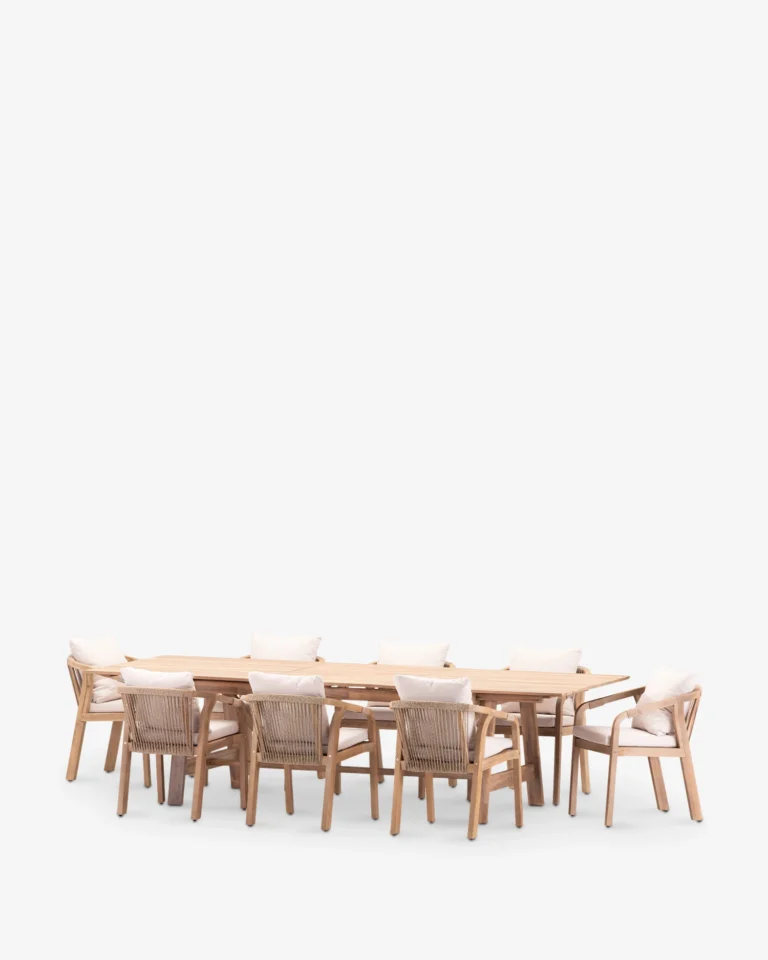 Conjunto comedor de jardín madera extensible 8 plazas