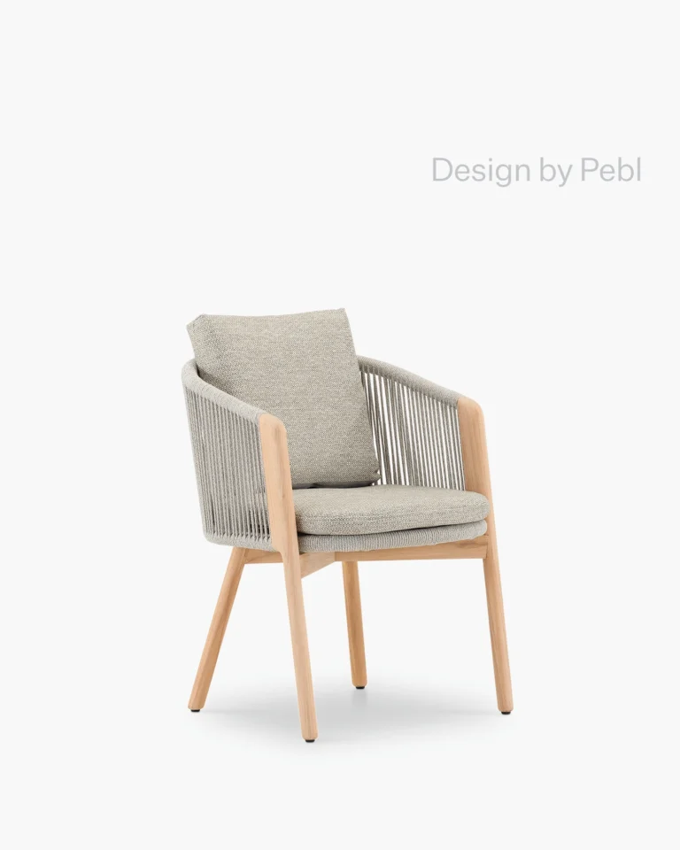 Teak wood and gray rope garden chair